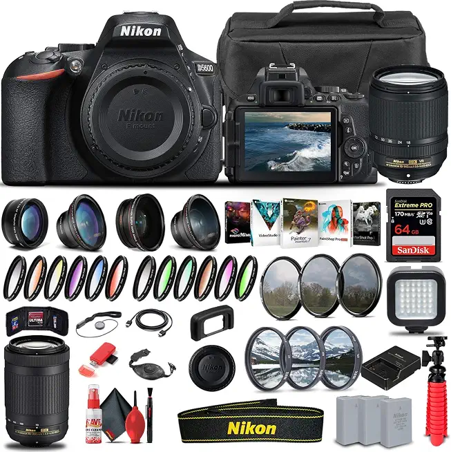 Nikon D5600 DSLR Camera with 18-140mm & 70-300mm & Photo Software Bundle - B08XVPCCRK