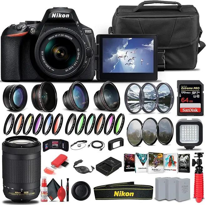 Nikon D5600 DSLR Camera with 18-55mm & 70-300mm Lenses (1576) Bundle - B08XWKY23L