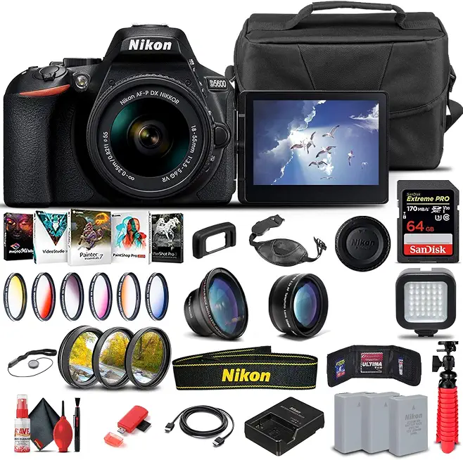 Nikon D5600 DSLR Camera with 18-55mm Lens (1576) & Photo Software Bundle - B08XVPCP1K