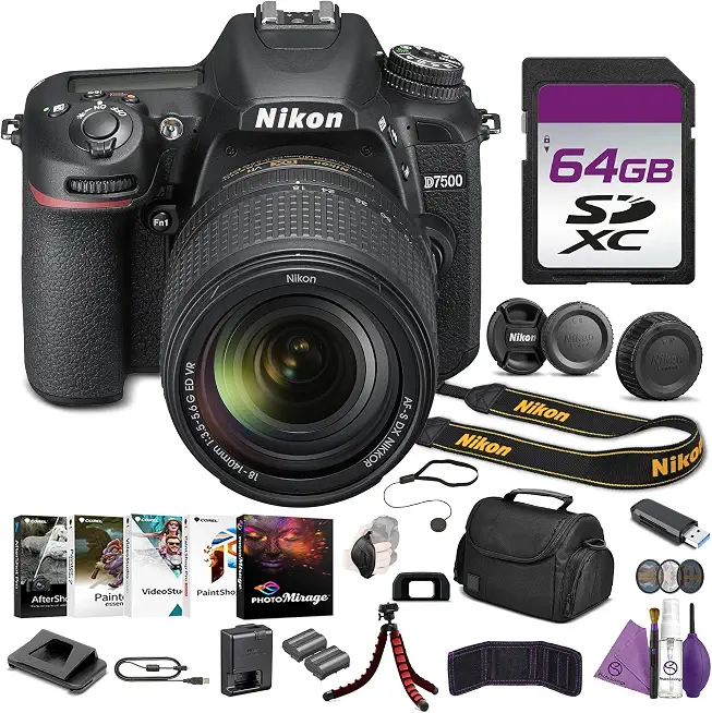 Nikon D7500 DSLR Camera Kit 18-140mm Lens 4K WiFi Bundle with Replacement Battery EN EL15C - B0GZLK9KHB