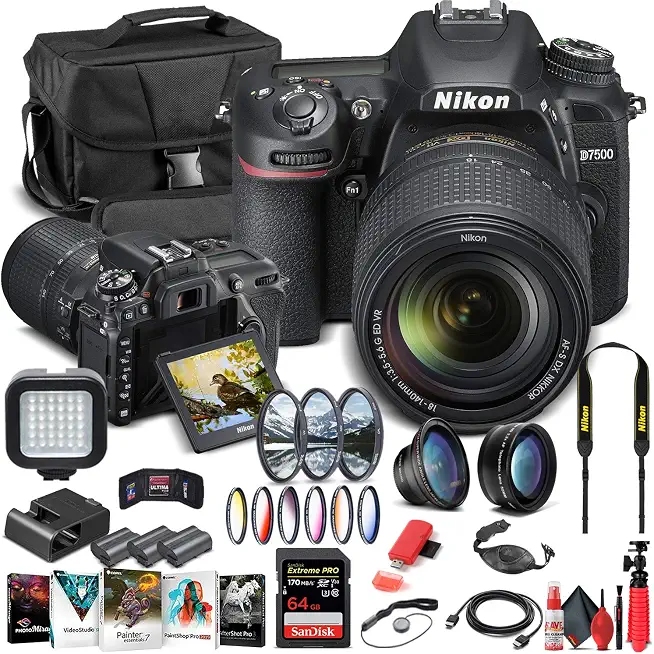 Nikon D7500 DSLR Camera with 18-140mm Lens (1582) & Photo Software Bundle - B08XWJ7ZD7