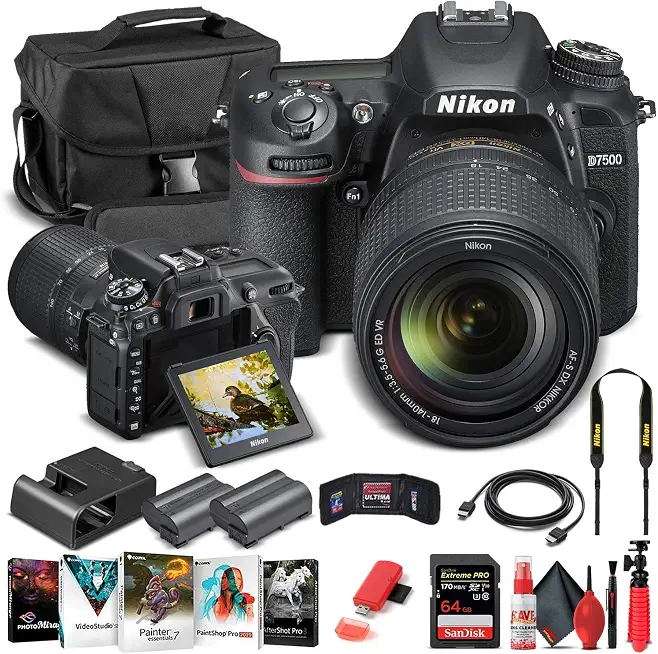 Nikon D7500 DSLR Camera with 18-140mm Lens (1582) & Tripod Bundle - B08XW53TBV