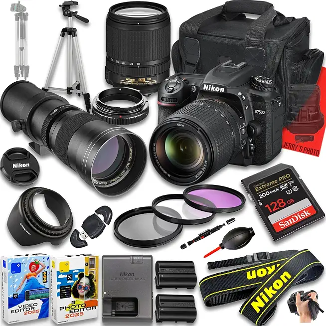Nikon D7500 DSLR Camera with AF-S DX NIKKOR 18-140mm f/3.5-5.6G ED VR and 420-800mm f/8 - B0FTCCN4TX