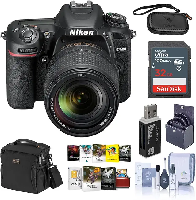 Nikon D7500 DSLR with AF-S DX NIKKOR 18-140mm f/3.5-5.6G ED VR Lens - Bundle With - B0757GY862