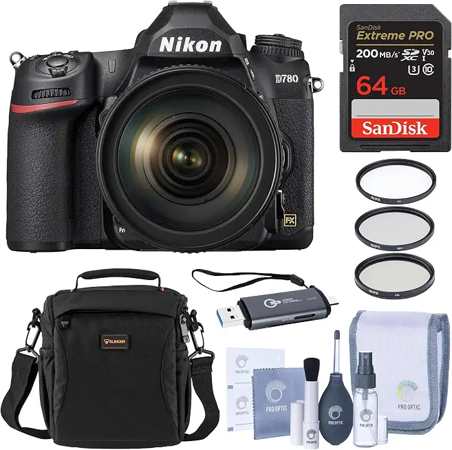 Nikon D780 FX-Format DSLR Camera with AF-S NIKKOR 24-120mm f/4G ED VR Lens, Bunde with - B0DWZ7HBQB