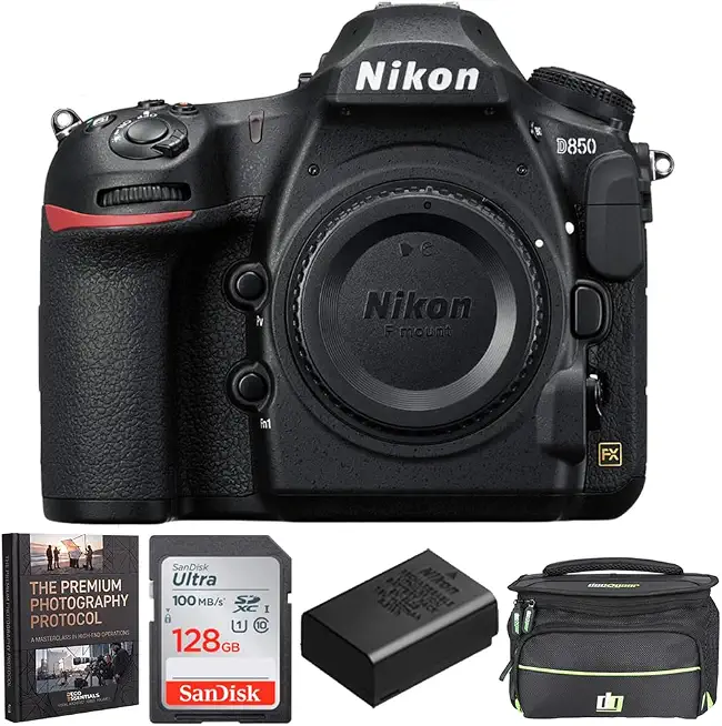 Nikon D850 45.7MP Full-Frame FX-Format Digital SLR Camera - Black (Body Only) Bundle with Deco - B0H46DTV2R