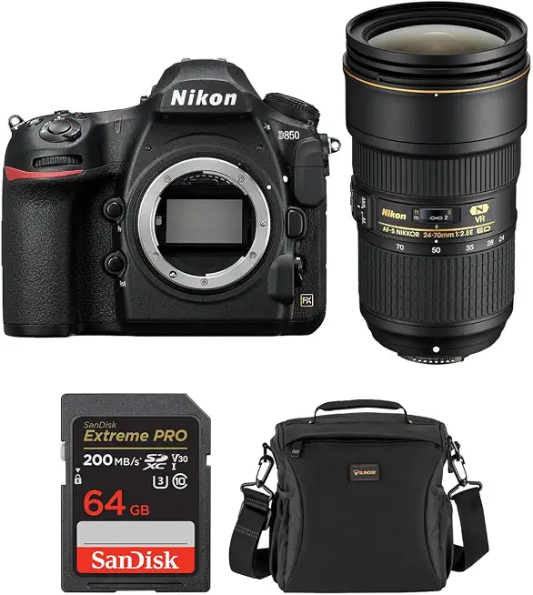 Nikon D850 DSLR Camera w/AF-S 24-70mm f/2.8E ED VR Lens w/Included Value - B0DTP2WMQ1
