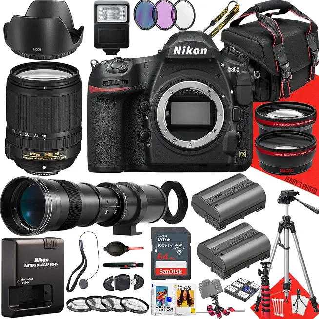 Nikon D850 DSLR Camera with AF-S DX 18-140mm f/3.5-5.6G ED VR Lens and 420-800mm Lens - B0FTCSHTMG