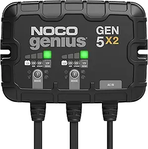 NOCO GEN5X2 12V 10A 2-Bank OnBoard Marine Battery Charger & Maintainer - B08G3STB1N