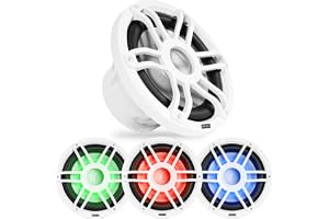 NVX MV104W 10" Marine Subwoofer with RGB LED Lighting (White) | 500W Peak, 250W RMS, - B0H1X1DCT2