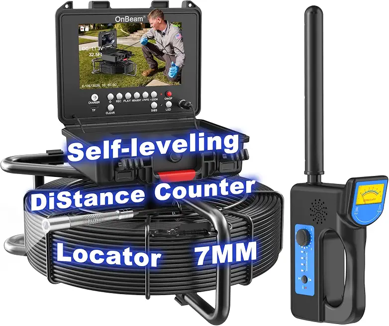OnBeam Sewer Camera with 512Hz Locator, 100 ft, 9 in IPS Monitor - B0D8119TJ5