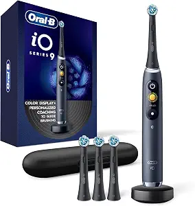 Oral-B Rechargeable Electric Toothbrush, iO Series 9 Genius, Black, 4 Replacement Brush Heads, Power Charging - B088CK6XJ4