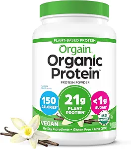 Orgain Organic Vegan 21g Protein Powder, Vanilla Bean, 2.03 lb - B00J074W7Q