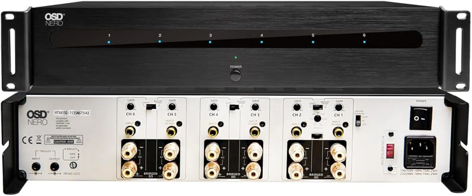 OSD Audio Nero 6-Channel Home Theater Amplifier, (100W @8ohm/ 175W @4ohm), High Power Bridging 400W - B0D5PQV1J9