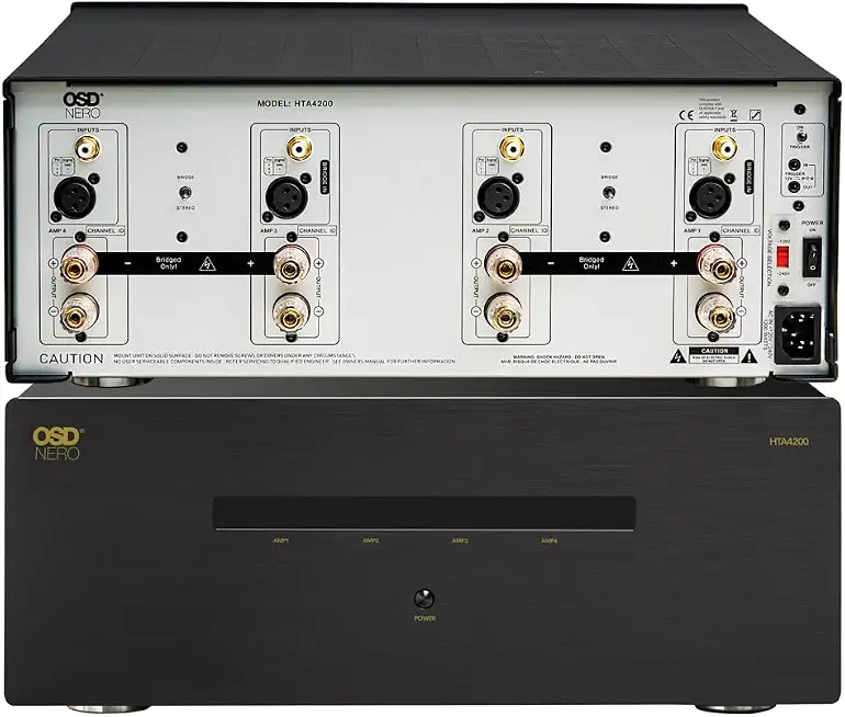 OSD Audio Nero HTA4200 Multi Channel (4X) 200W/Ch Home Theater Amplifier, Bridgeable 300W/Ch - B0DH6HWRBY