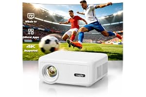 Outdoor Projector with WiFi and Bluetooth, Movie Projector 4K Built-in Apps | Ultra-Bright & 1k+ - B0HDT7F99Y