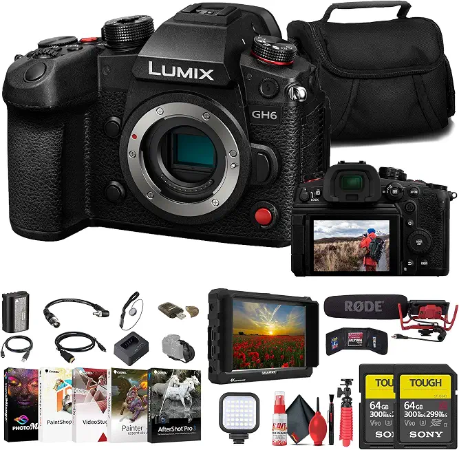 Panasonic LUMIX GH6 Mirrorless Camera (DC-GH6BODY) & Monitor Bundle - B0BX1257QH