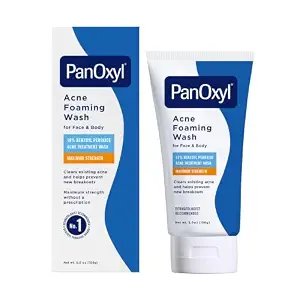 PanOxyl 10% Benzoyl Peroxide Acne Foaming Wash, Maximum Strength, Daily Acne-Fighting Face and Body Cleanser, - B081KL2QYJ