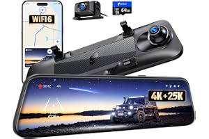 Pelsee S12 Native 4K + 2.5K Mirror Dash Cam, 64GB Card Included, GPS | 8MP - B0H1J56R5P