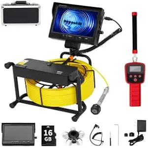 Pipe Inspection Camera with 9 Inch 1080P Display, DVR Recording, 512Hz Locator, 30ft/50ft Fiberglass Cable, - B0G25T561Y