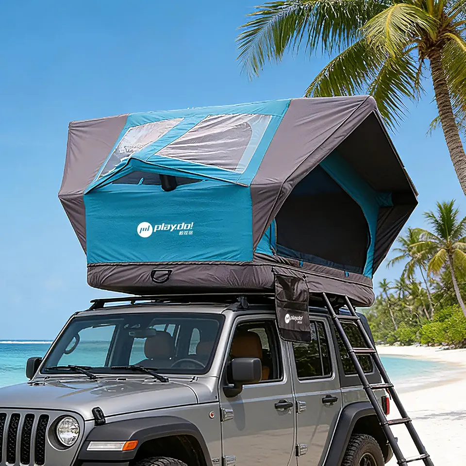 PlayDo Inflatable Rooftop Tent Easy Set Up Pop Up Roof Tent Air Extra Wide Large - B0GDXZTNBC