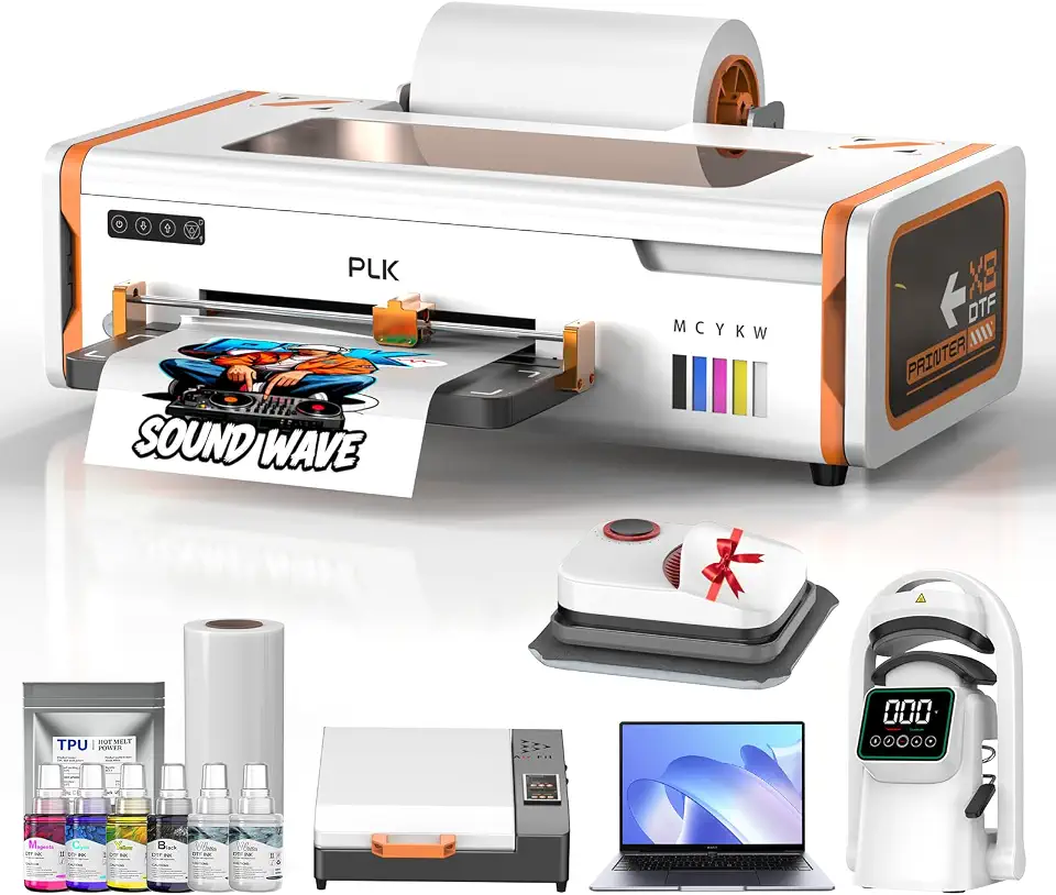 PLK A4 DTF Printer with Oven+Laptop+Caps Drying Machine, F1080 Printhead | 2X Faster VS L1800/L805, - B0HJ56YDXP