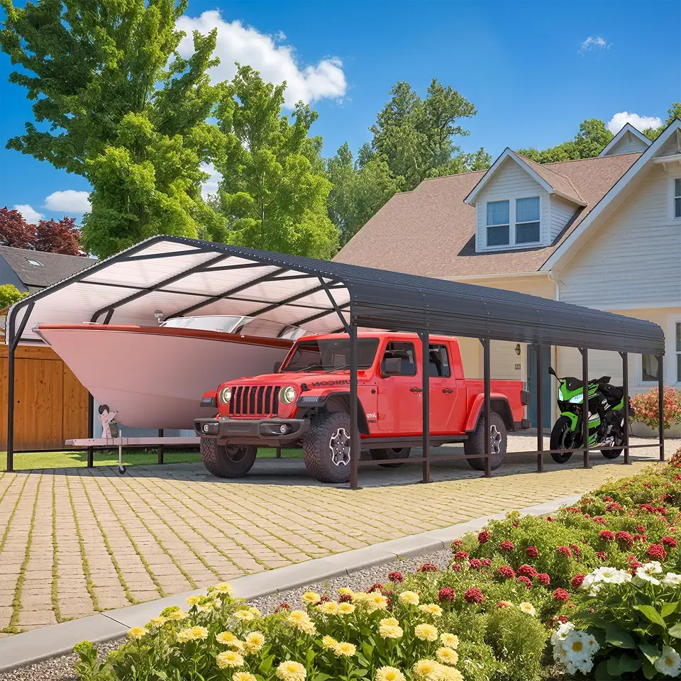 Polar Aurora 20x30 FT Heavy Duty Metal Carport Canopy - B0GJD541GQ