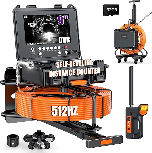 Portable 9'' Sewer Camera with Locator - DVR 32GB - 5MM/100Ft/30M - B0H9RNDNJ8