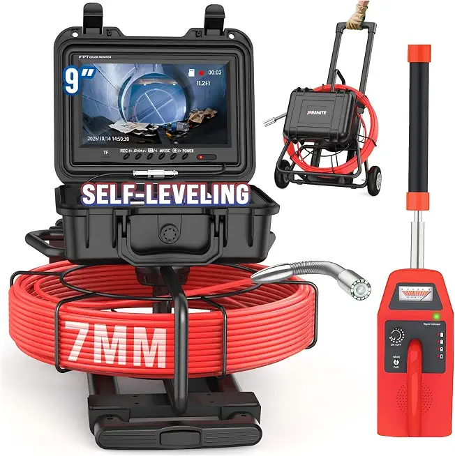 PRANITE Sewer Camera with Locator, 200FT, 512Hz Sonde, for Drain & Plumbing - B0FHK74L6T