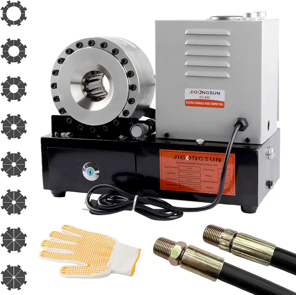 Professional Hydraulic Hose Crimping Machine with 8 Dies Set - Heavy Duty Hose Crimper Tool - B0FMS9C4V2