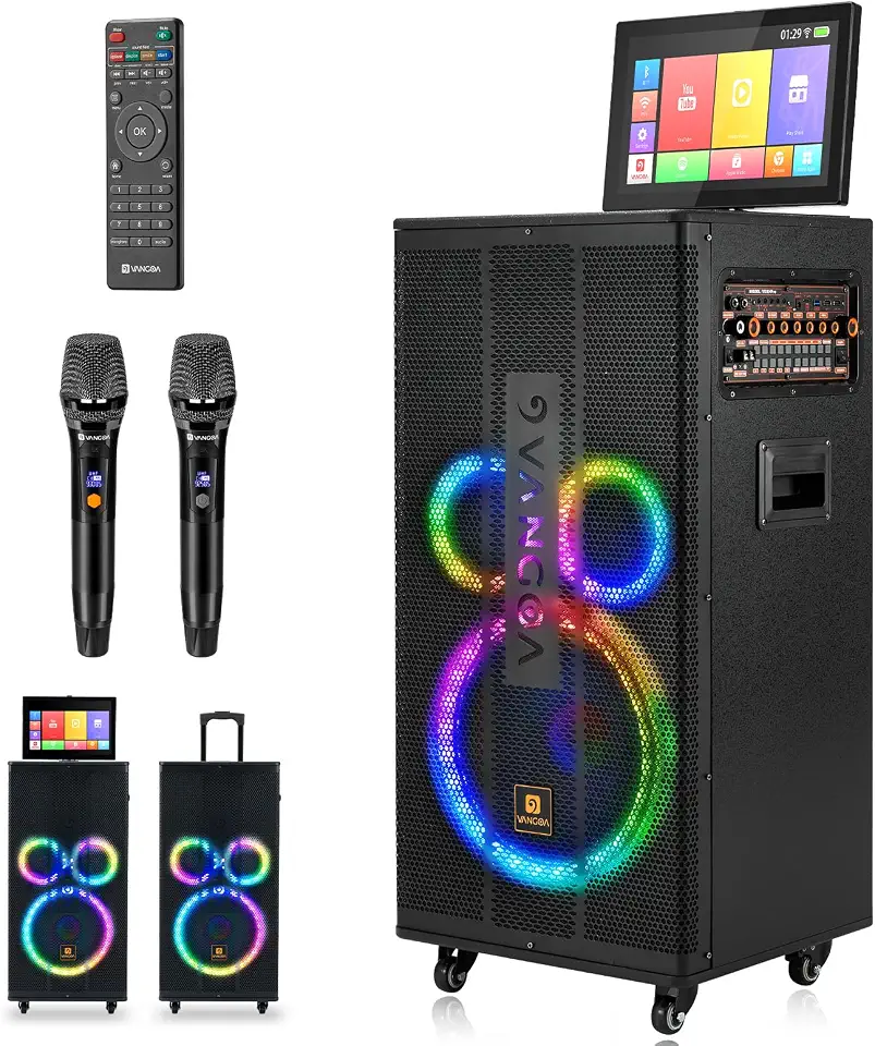 Professional Karaoke Machine with Lyrics Display Screen for Adults, Portable Bluetooth Karaoke PA Speaker System - B0CH9JPFD8
