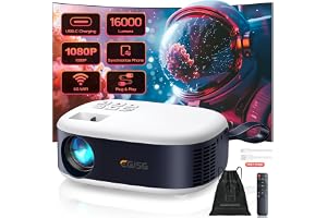 Projector with WiFi and Bluetooth, Mini Movie Projector | Portable, Bluetooth, Bedroom, Outdoor, Home Theater - B0HF7VH7C9
