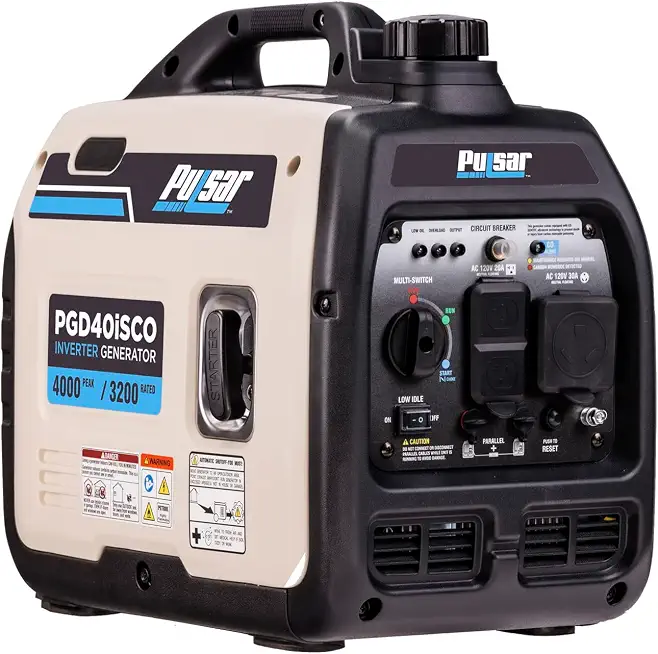 Pulsar PGD40ISCO Ultra Light Quiet 4000W Portable Gas Inverter Generator, white - B0BS7B3YMG