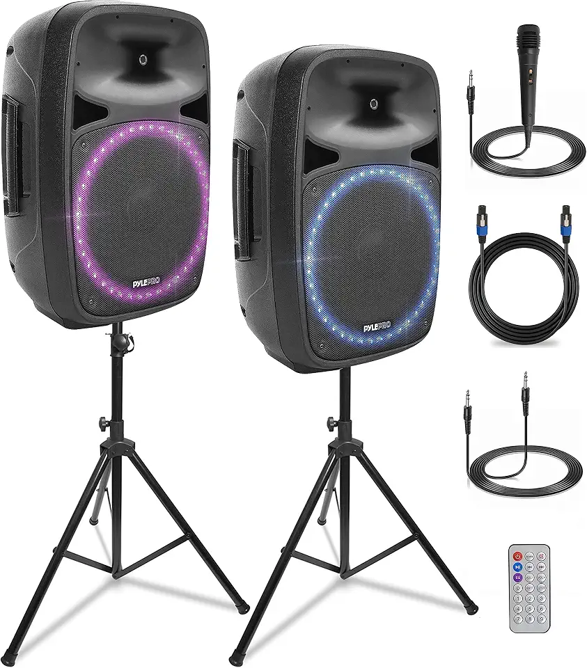 Pyle 12" Bluetooth PA System with Speaker Stand, Powerful Karaoke Machine for Adults, Portable Party - B0G82GGXZR