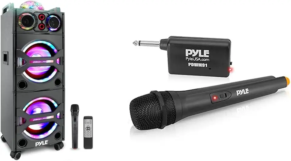 Pyle Portable Bluetooth PA Speaker System with Wireless Microphone - 2000W Active Outdoor Speaker with - B09QMFMTRQ