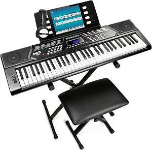 RockJam RJ5061 61 Key Keyboard Piano Kit with Stand, Bench & Headphones - B083ZCWWWK