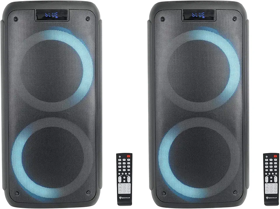 Rockville Rock Party 8 Dual 8" Battery Powered Bluetooth Speaker, 2-Pack - B08KYGKNR2