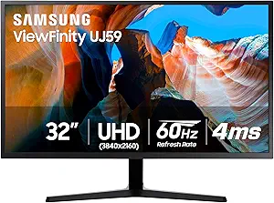 SAMSUNG 32" UJ59 Series 4K UHD (3840x2160) Computer Monitor,VA Panel, HDMI, Display Port, Eye Saver/Flicker - B07CS3JGPC