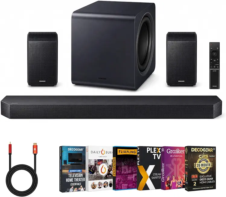 Samsung Q Series Soundbar HW-Q990F 11.1.4 ch Subwoofer + Rear Speaker (2025) Q-Symphony Bundle with - B0F6D3BXFT