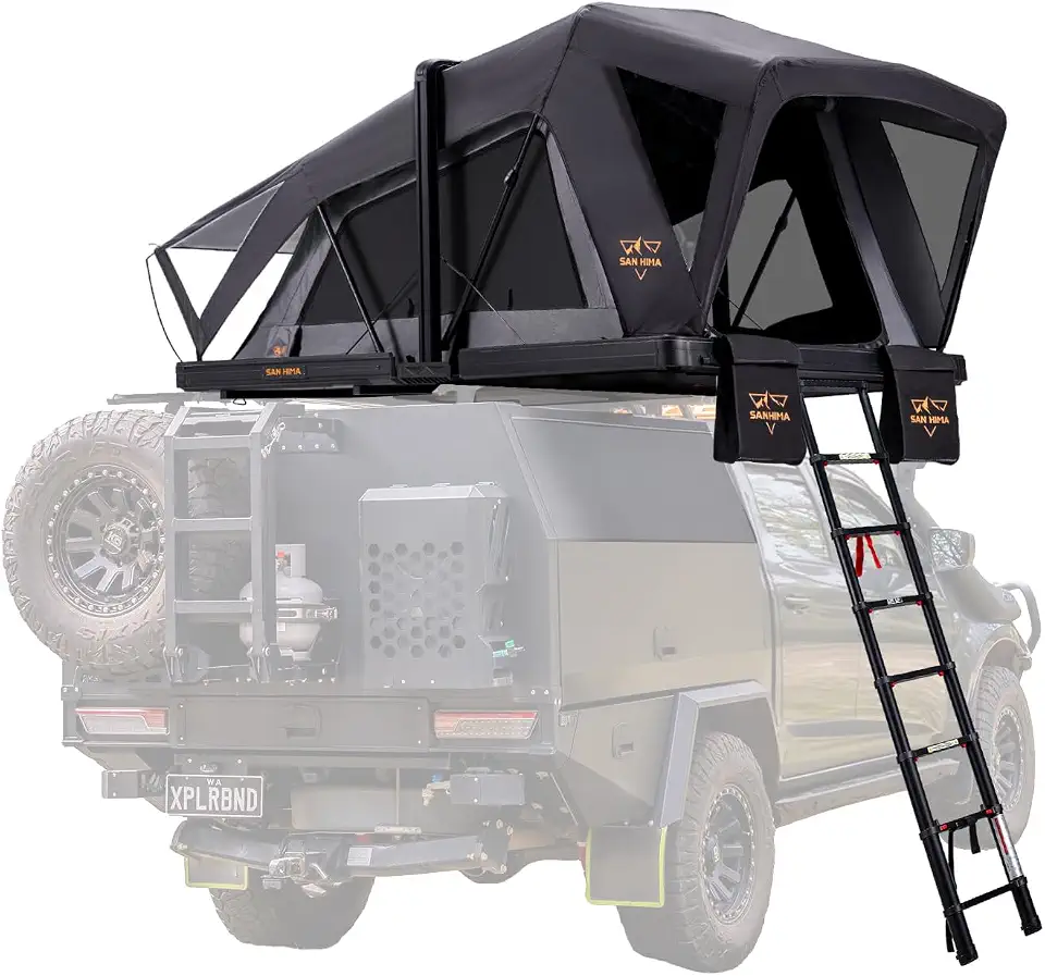SanHima Rooftop Tent Hard Shell, Aluminium Fold-Out SUV Truck Roof Top Tent - B0FX962HBT