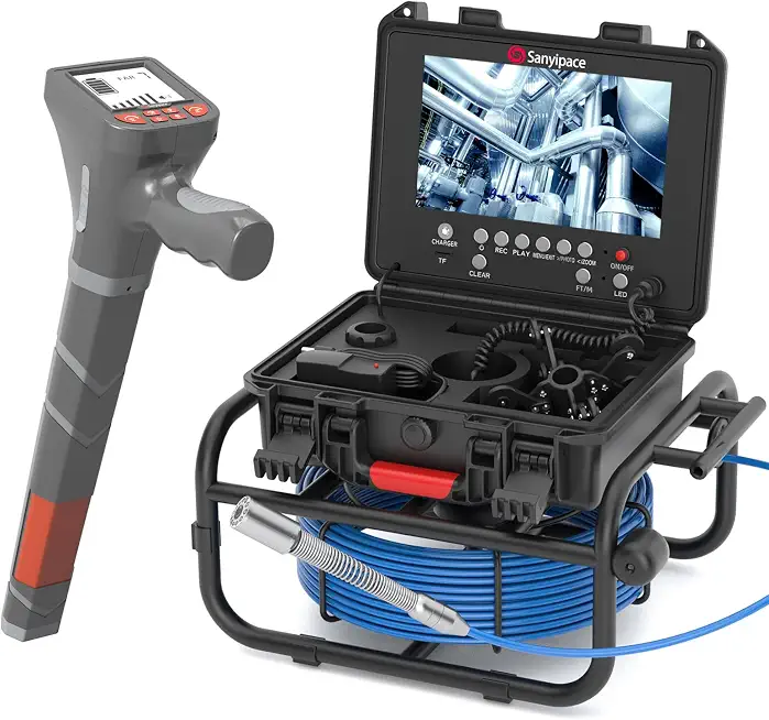 Sanyipace Drain Camera 100FT/30M with Locator, Sewer Camera 512Hz Transmitter - B0GKNWS5C6