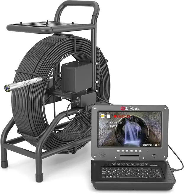 Sanyipace Sewer Camera 230FT/70M with Self-Leveling, Pipe Inspection Camera w/h 512Hz Probe, Real-Time Feet/Meter Counter, - B0FPQTBND3