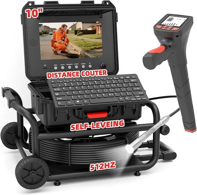 Sanyipace Sewer Camera with 512Hz Locator,Wheels&Handle,Self-Leveling,165FT - B0GZKFHG64