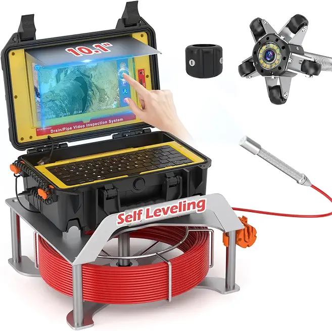 Sanyipace Sewer Camera with 512Hz Sonde & Self-Leveling, 7mm Push Cable - B0DWMRM5G9