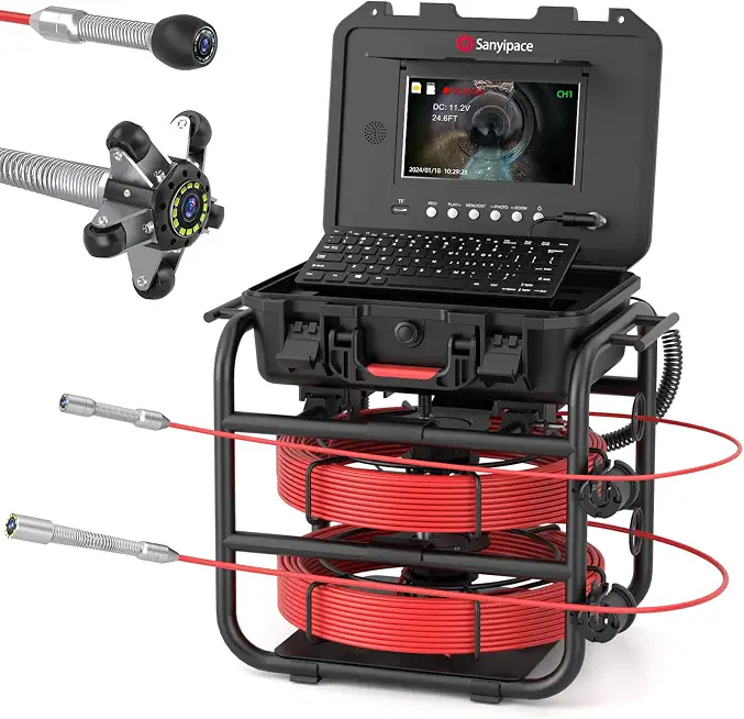 Sanyipace Sewer Camera with 512Hz Transmitter,Double-Layer Cable(5mm&7mm) - B0CQC5KQ3X