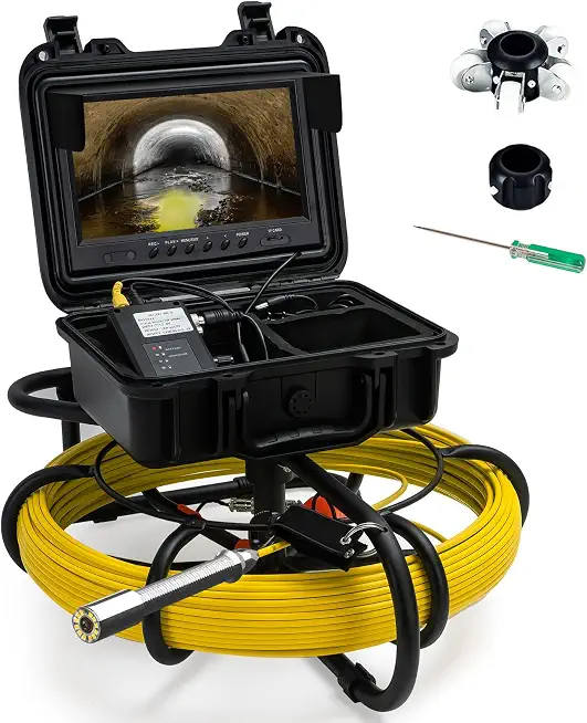Self Leveling Sewer Camera 200FT,23MM Waterproof Plumbing Drain Camera 200 FT Snake with 12 Light,9'' - B0F4X1ZCXC