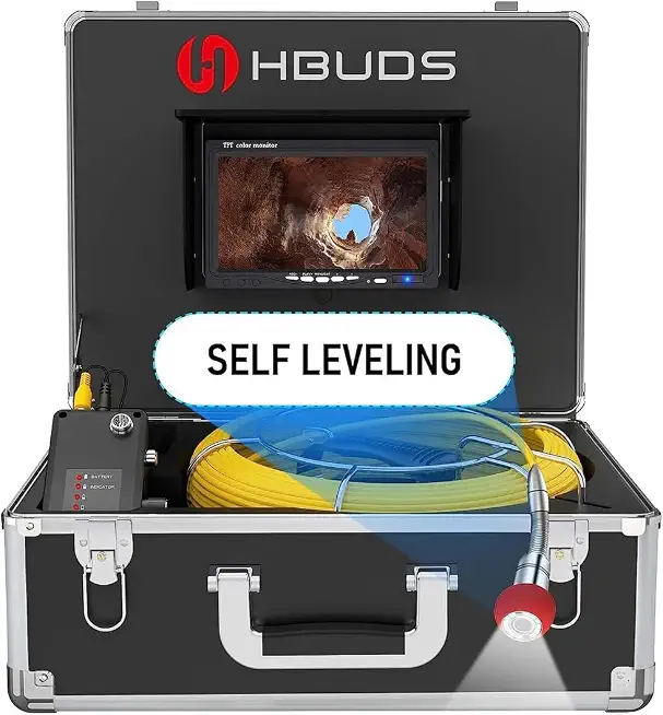 Self Leveling Sewer Inspection Camera with Locator 100ft, 9" Color Monitor Drain Pipe Cameras with - B07RRNCV3G
