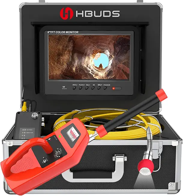 Self Leveling Sewer Inspection Camera with Locator 95ft, 9" Color Monitor Drain Pipe Cameras with - B0HKCTV95F