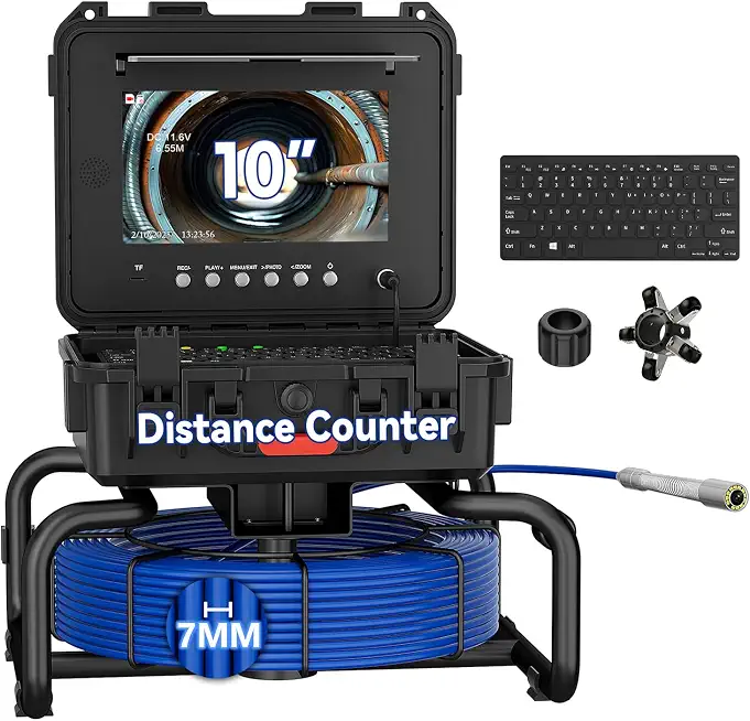 Sewer Camera, 10" IPS 1080P Pipe Inspection Camera with 512Hz Sonde, Self‑Leveling Plumbing Snake Camera, - B0FM7QKR3S