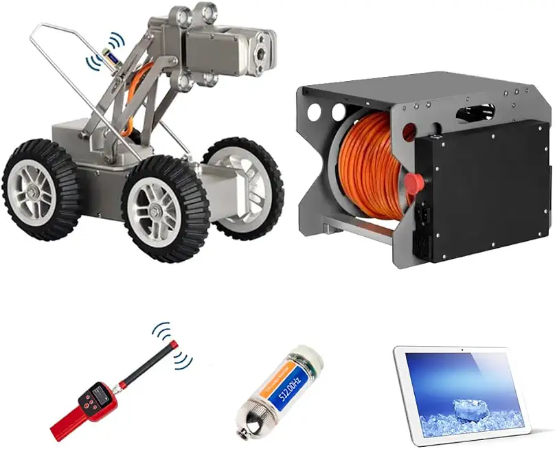 Sewer Camera Robot, 4WD，512HZ Locator，200W Rotatable Dual Lenses Camera，IP68 All-Metal Body, Pipe Inspection Robot(394ft/120M) (394FT) - B0DGXLYP21